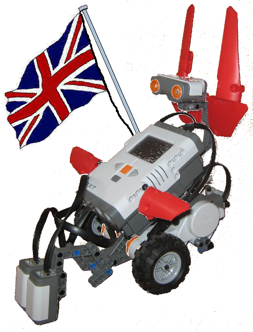 robot with english flag